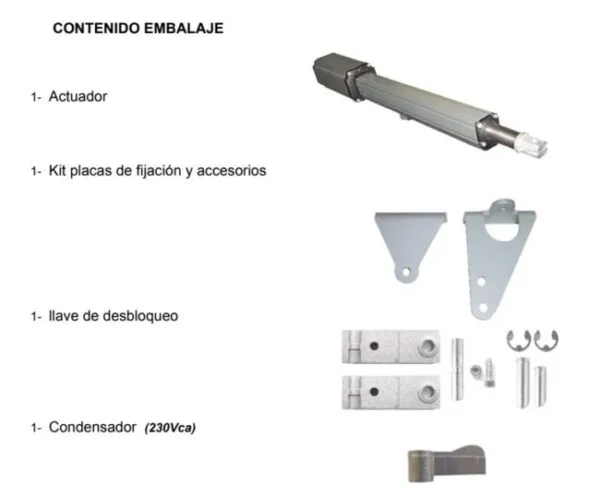 Kit motor puerta batiente abatible 1 hoja Linear 11 230v - Imagen 3