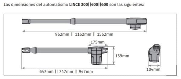 Kit motor puerta batiente 1 hoja Motorline Lince 300 2