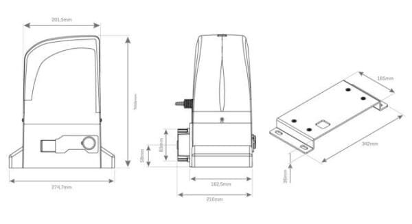 Kit motor puerta corredera Slide 800kg 230v con cremallera de acero, para puertas deslizantes de garaje 2 medidas