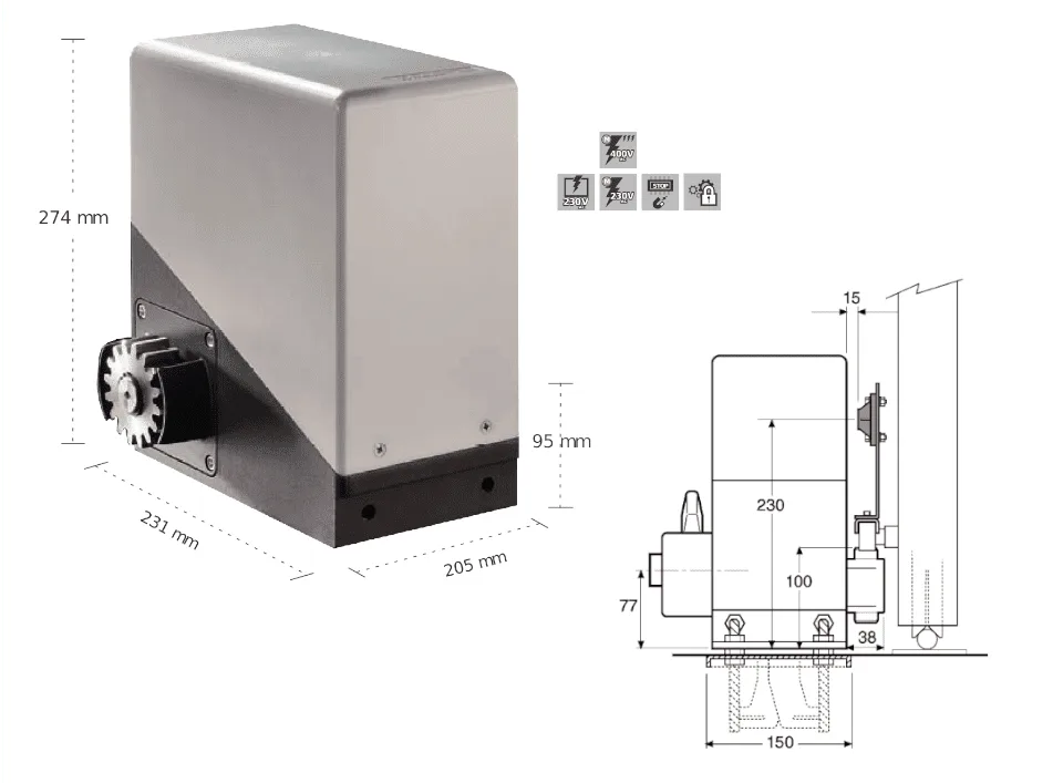 Erreka Toro KM1800 motor corredera uso intensivo